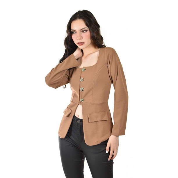 Blusa con botones metalicos Roman Fashion /Juvenil, 1912 (Cafe) cafe M