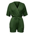 thumbnail image 4 of Women's V Neck Half Sleeve Jumpsuit High Waist Party Club Outfit Sexy One Piece Romper Baggy Summer Jumpsuits Going Out Overalls Bodysuit, 4 of 5
