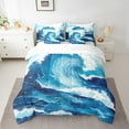 thumbnail image 3 of Ocean King Bed In A Bag 7 Piece Blue Sea Comforter Set Watercolor Ocean Waves Bedding Set With Pillow Covers Adults Hawaii Tropical Ocean Sheet Set With Comforter, 3 of 5