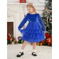 thumbnail image 4 of IDOPIP Toddler Baby Girls Christmas Velvet Dress Long Sleeve Ruffle Tulle Princess Dress, 4 of 9