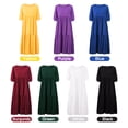 thumbnail image 2 of Vestido de color sólido de moda para mujer, cuello redondo, manga corta, talla grande, suelta MABOTO Verde/Grande, 2 of 7