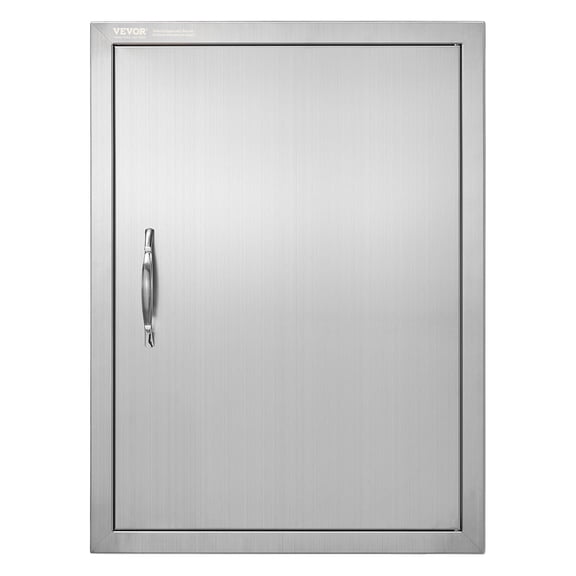 VEVOR BBQ Access Door, 20W x 27H Inch Single Outdoor Kitchen Door, Stainless Steel Flush Mount Door, Wall Vertical Door with Handle, for BBQ Island, Grilling Station, Outside Cabinet