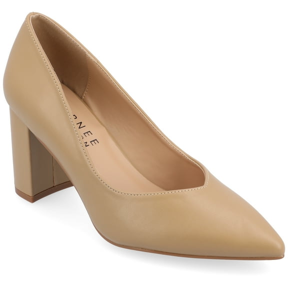Journee Women's Simonne SuperNatural Shades Block Heel Pointed Toe Pumps
