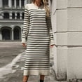thumbnail image 5 of MaFYtyTPR Clothes Maxi Dresses for Women Women's Fall/Winter Fashion Slim Fit Intercolor Knit Striped Long Sleeve Round Neck Dresses Beige S, 5 of 8