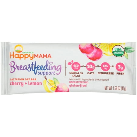 Happy Mama Organics Breastfeeding Support Cherry + Lemon Lactation Oat Bar 1.58 oz. Bar