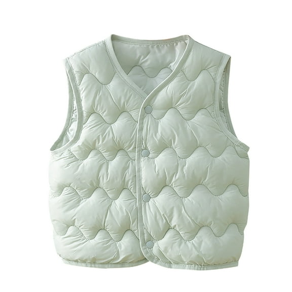 bbymog Winter Puffer Vest for Girls and Boys Sold Color Lightweight Button Down Jacket Coat Fall Outerwear Jackets Mint Green 4 Years