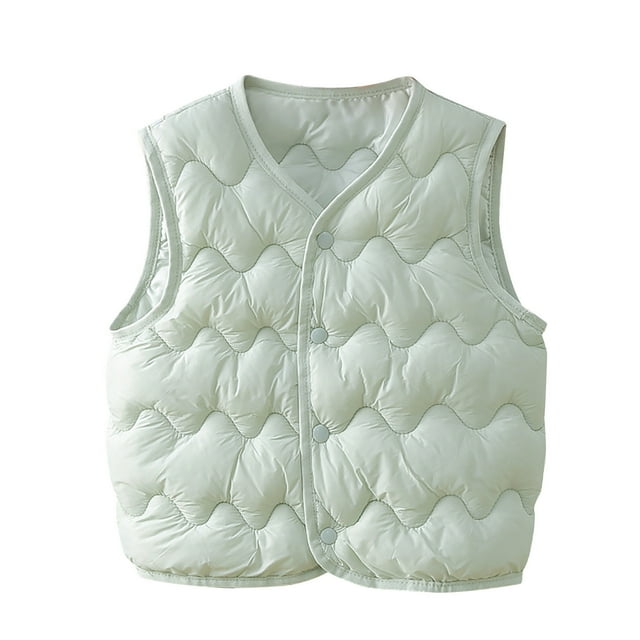 SHTXOZHI Gilet Matelassé Sans Manches à Boutons pour Tout-Petits Garçons Filles Vestes d'Hiver Vêtements d'Extérieur