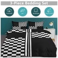 thumbnail image 5 of 3 Pcs Soft Bedding Set, Includes 1 Duvet Cover with Zipper And 2 Pillow Shams,Stylish Black And White Check And Stripes King(102"×90"), 5 of 8
