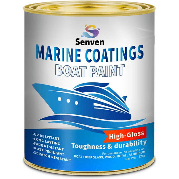 Senven 35 Oz Gloss Marine Paint White Oil-Based Epoxy for Boats Wood Fiberglass