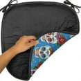 thumbnail image 6 of Sugar Skull Chair Seating Cushion Set of 4, Pattern Skulls and Roses in Floral Mexican Style Ornaments Print, Seat Pads for Office with Anti-slip Backing, 16"x16", Blue Red Ivory, by Ambesonne, 6 of 7