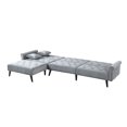 thumbnail image 5 of Mid Century Style Microfiber Velvet Futon Sectional, Light Grey, 5 of 6