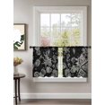 thumbnail image 2 of Sheer Curtains 54 Inch Length 2 Panels Set for Kitchen, Black Coastal Starfish Semi Sheer Curtains for Windows, Vintage Coral Seahorse Shell Voile Window Treatments Rod Pocket Curtain, 2 of 7