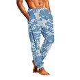 thumbnail image 4 of Men's Camouflage Pajama Pants with Pockets & Drawstring - Cuffed Jogger Sleep Bottoms for Men, Elastic Waist Soft Lightweight Lounge Homewear Blue XL, 4 of 7