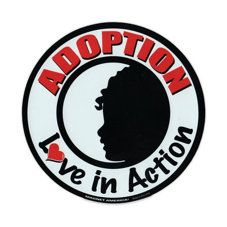 Action Magnet - Magnetic Bumper Sticker - Adoption - Love In Action - Round Magnet - 5.75