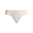 thumbnail image 3 of Joyspun Women's Microfiber and Lace Thong Panties, 3-Pack, Sizes XS-3XL, 3 of 7