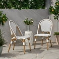 thumbnail image 1 of Outdoor PE Ratten and Aluminum French Bistro Chairs, Set of 2, Rusted Grey & White, Bamboo Print Finish, 1 of 10
