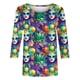 thumbnail image 5 of Xuyuer Carnival Style Print T-Shirt - Women's Fashion Loose Round Neck 3/4 Sleeve Top for Daily Wear, Festival Themed Outfits, Playful Seasonal Style & Streetwear Statement Piece, 5 of 5