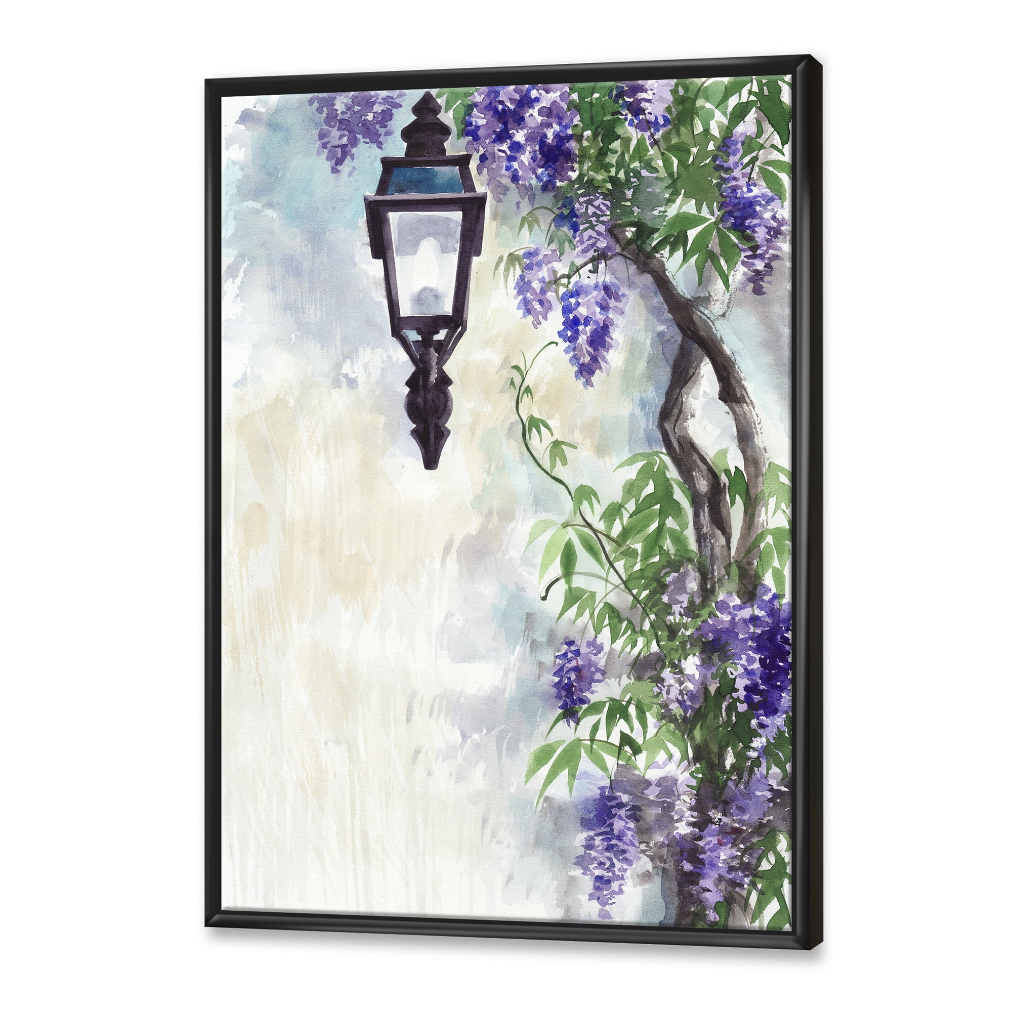 Designart 'Lilac Tree Lantern Vintage Impression' Traditional Framed Canvas Wall Art Print