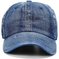 thumbnail image 2 of Gorra de béisbol lavada, de algodón vaquero desgastado, gorra de papá, gorra de estilo camionero unisex ajustable, 2 of 7