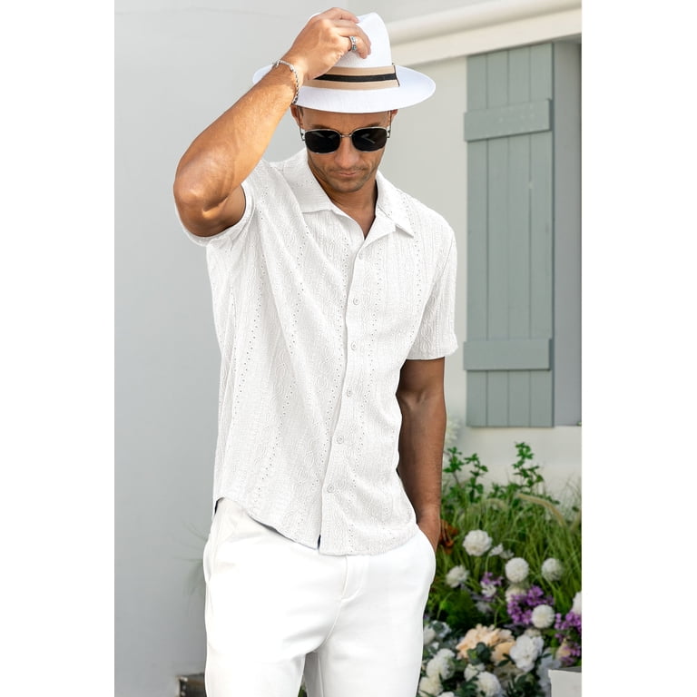 Iceglad Men's Casual Hollow Out Beach Shirt photo 5