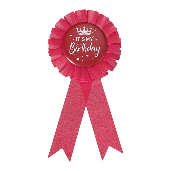 Uxcell 6" x 3" Birthday Ribbon, It's My Birthday Pin Badge Brooch for Party Decoration, Pink