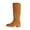 Orange, variant on Knee High Boots For Women Matte Faux Suede Plain Seam Panel Round Toe Low Stacked Heel Pull On Tall Boot Footwear