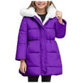 thumbnail image 6 of newwalpole Girls Winter Coats Hooded Sherpa Lined Lightweight Jacket Thick Warm Puffy Waterproof Windproof Cotton Shiny Jackets Purple for Size 3-4 Years, 6 of 6