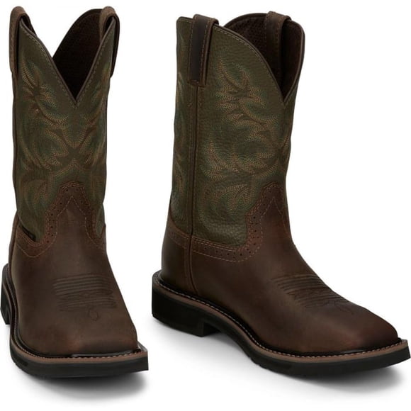 Bota Justin Driller 11 con punta cuadrada de acero para hombre, color ámbar 7.5EE