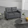 thumbnail image 2 of HOMCOM PU Leather Loveseat, with Armrests and Tufted Backrest, Grey, 2 of 10