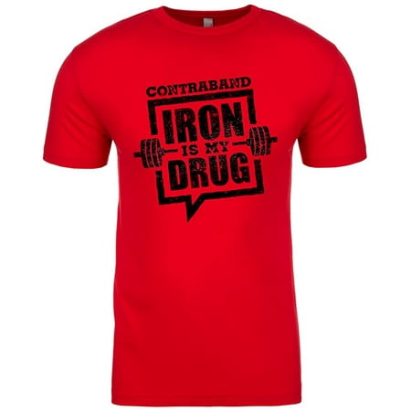 Contraband Sports 10109 Iron is My Drug Designed T-Shirt | 100% Cotton Athletic Fit Crew Neck Short Sleeve Tee Shirt for Men (Red, Medium)