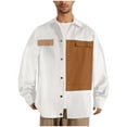 thumbnail image 2 of Dovford Men's Corduroy Button Down Long Sleeve Colorblock Shirt Collar Tops 2025, 2 of 7