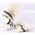 thumbnail image 4 of PIKADINGNIS Women Girls Warm Winter Hats Gloves Set Soft Knitted Fuzzy Thick Pom Pom Bearies Fleeze Lined Slouchy Cap, 4 of 6