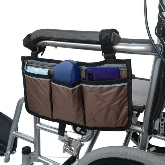 Wheelchair Armrest Side Bag,Waterproof Armrest Pouch Bag with Bright Line,Wheelchair Side Organizer for Walkers,Rollators,Scooters