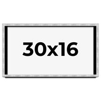 30x16 Frame Brushed Silver Solid Wood Picture Frame | 0.75 Inch Moulding Width | Rabbet Depth 0.75