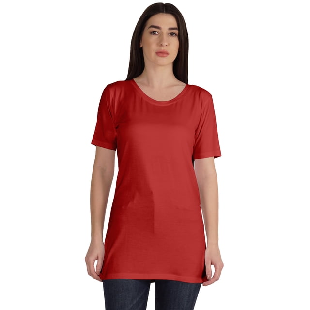 Inkmeso T-Shirt Basique Uni Longueur Longue Manches Courtes pour Femmes