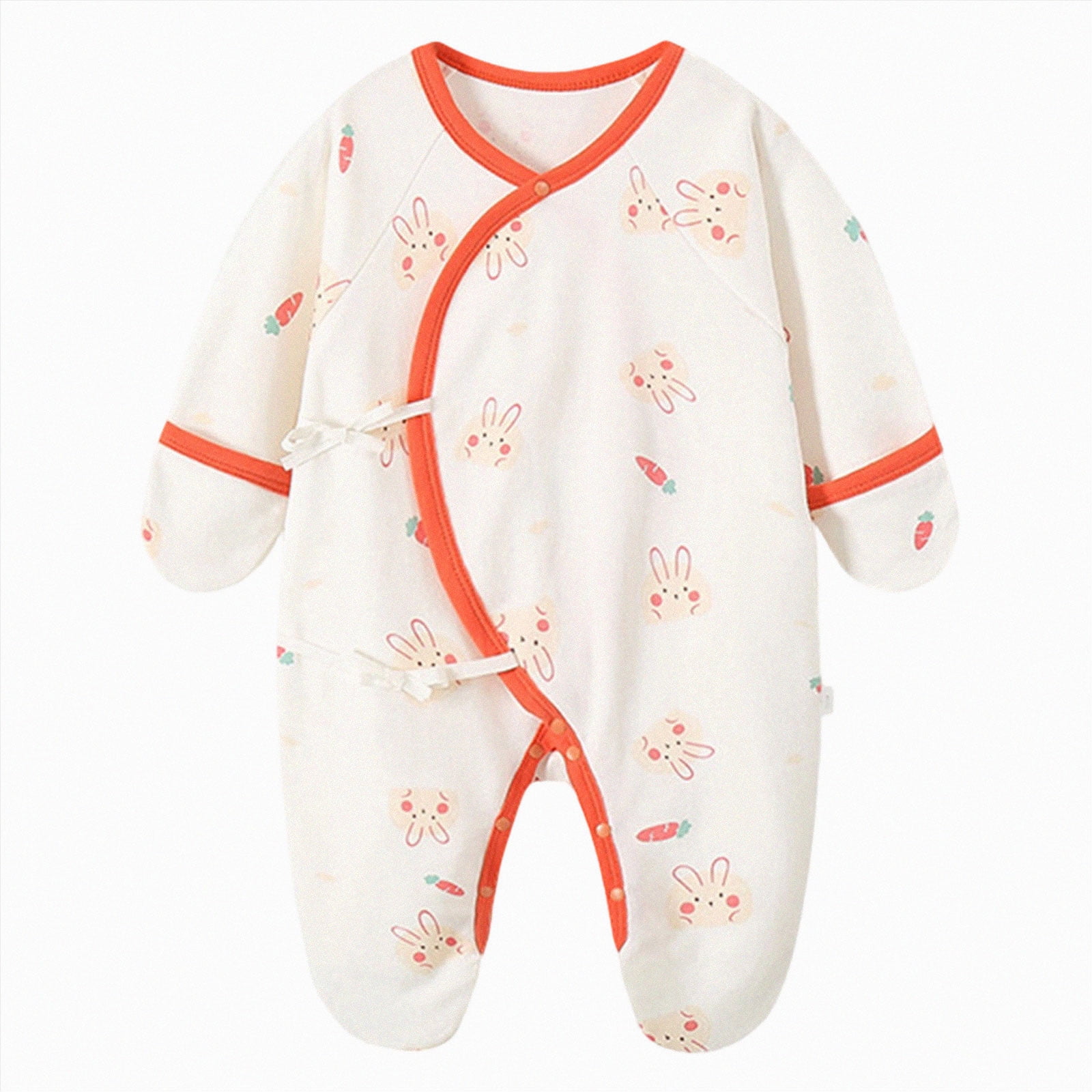 Newborn Preemie Baby Bodysuit Boy Girl Climbing Suit Footed Sleeper Gown With Mitten Cuffs Cotton Side Baby Footed Print Infant Play For 0 6 Months Red Rompers Baby Gift