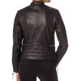thumbnail image 2 of Classic Women's Genuine Black Lambskin Real Leather Jacket Slim fit Biker W580, 2 of 3