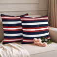 thumbnail image 2 of Red Navy Blue Striped Outdoor Waterproof Pillow Covers, Contemporary Minimalist Aesthetic Decorative Square Throw Pillowcase Sofa Cushion Sham for Patio/Couch/Chair, 18"x18" 2 Pack, 2 of 8