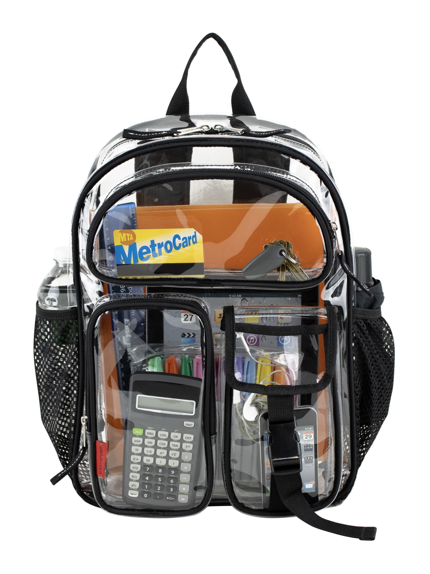 Eastsport Unisex 16" Junction Cargo Clear Backpack, Black