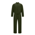 thumbnail image 4 of DDAPJ pyju Men's Long Sleeve Work Jumpsuit Clearance Sales,Big and Tall Zip Up Overall Solid Color Cotton Linen Jumpsuits Casual Drawstring Pants One Piece Tracksuit with Pockets, 4 of 6