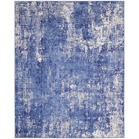 Nourison Whimsicle Artistic Contemporary Blue Ivory 8'4" x 11'6" Area Rug, (8' x 12')