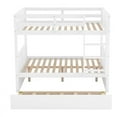thumbnail image 5 of Bellemave Full Over Full Bunk Bed with Twin Trundle, Platform Wood Captain's Bed with Ladder & Full Length Guardrails, Can be Convertible to 2 Full Beds, Three Beds for Teens, Adults, White, 5 of 8