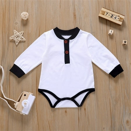 

NIUREDLTD Babys Girls Boys Patchwork Spring Winter Long Sleeve Collar Romper Bodysuit Clothes