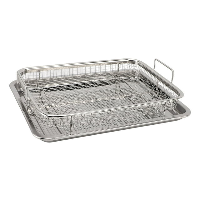 Cesta De Freidora De Acero Inoxidable, Repuesto De Bandeja Para Freidora, Para Horno, Hornear, Asar, Cocinar Con Asas Para Una Fácil Limpieza Y Una Comida