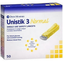 Unistik 3 Medium Flow Safety Lancet 23 Gauge Needle 1.8 mm Depth 1 Box(s), 50 /Box