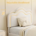 thumbnail image 5 of Twin Upholstered Bed Frame with Adjustable Headboard & Smart LED, Velvet Princess Platform Bed Frame, Wooden Slats Support, No Box Spring Needed, Easy Assembly, 5 of 7