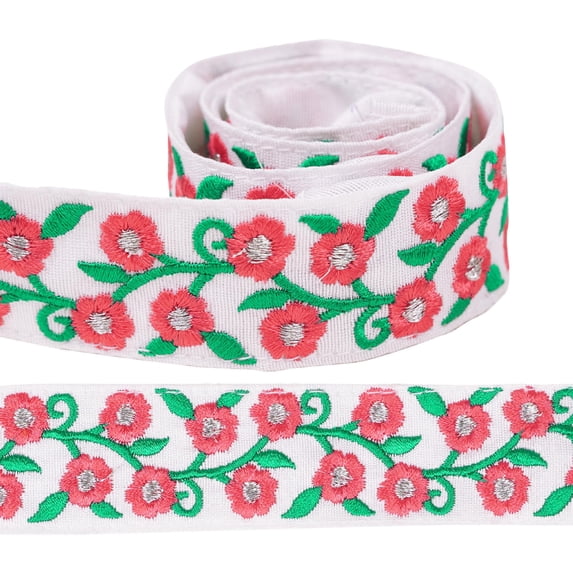IBA Indianbeautifulart Silver Zari With Pink, Turquoise & Green Thread Dupion Trimming for Sewing 1 Inch Wide DIY Craft by 3 Yard Border Lace Tape Trim