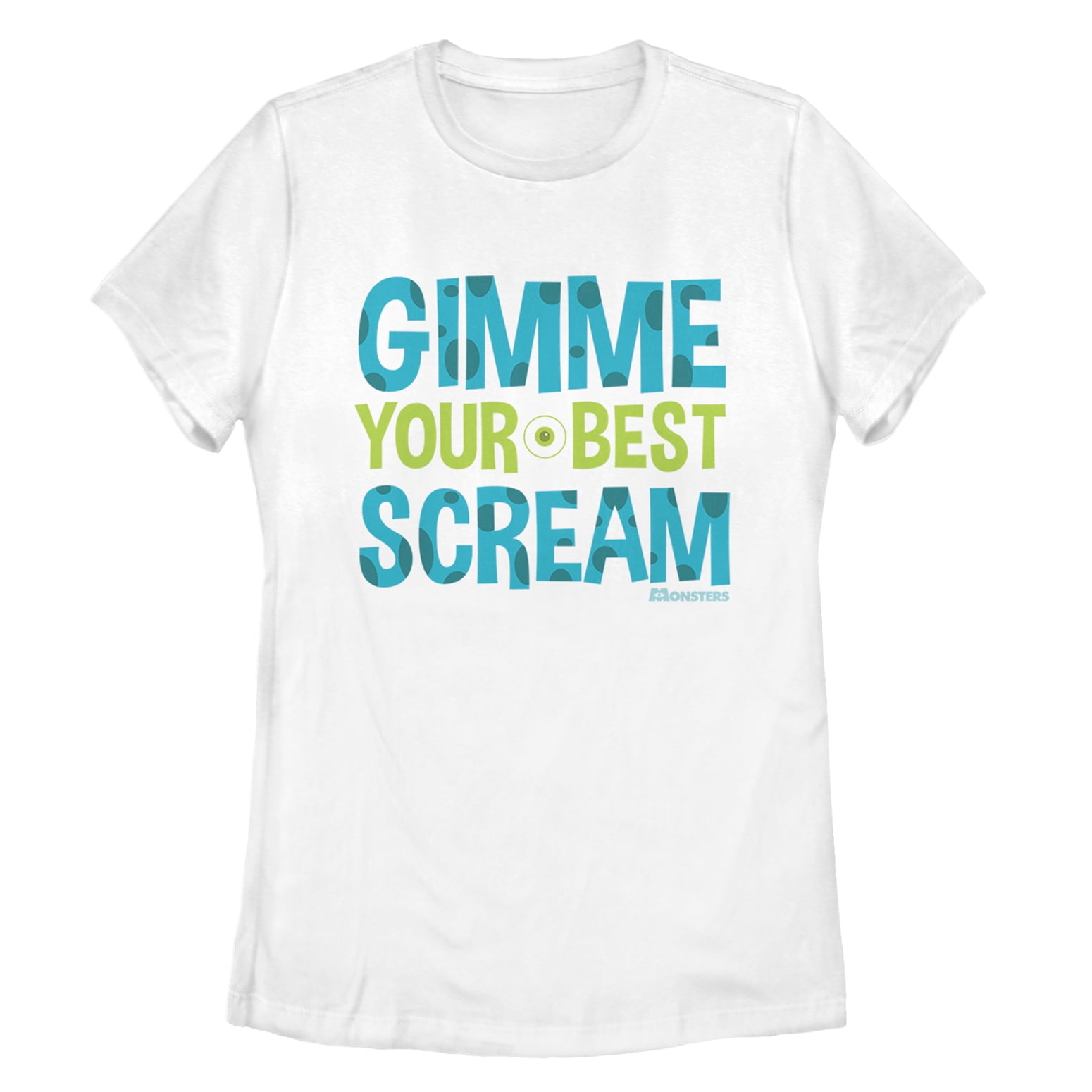 T-shirt Graphique « Gimme Your Best Scream » pour Femmes Monsters Inc Blanc Moyen