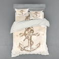 thumbnail image 2 of Anchor Duvet Cover Set, Illustration of Anchor and Rope on Stained Background Navy Summer Holiday Print, Bedding Set with Shams and Fitted Sheet, 3 Sizes, by Ambesonne, 2 of 3