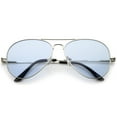 thumbnail image 1 of Classic Metal Frame Colored Teardrop Lens Aviator Sunglasses 57mm (Silver / Light Blue), 1 of 4
